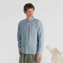 Chemise en pur lin pour homme S-M (small medium) bleu smoke