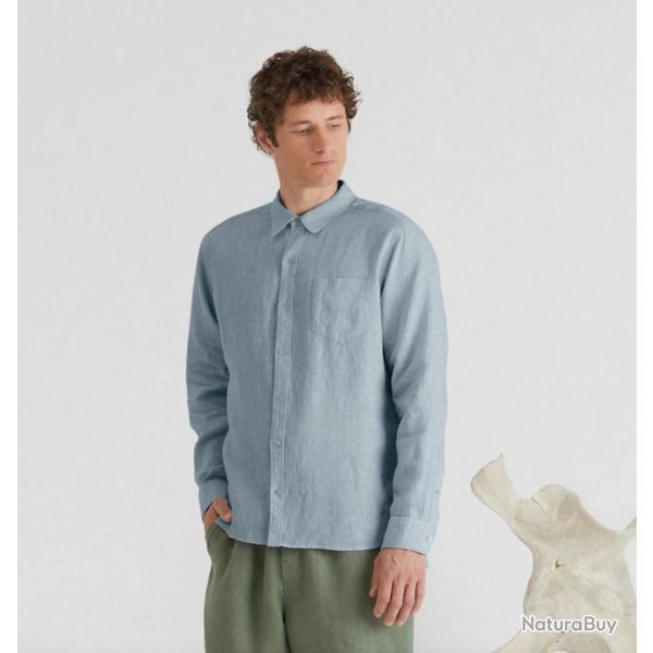 Chemise en pur lin pour homme S-M (small medium) bleu smoke