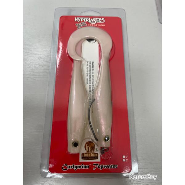 !! OPE -70%!! LEURRE HYPERLASTICS CURLYMINN TOPWATER 6'�col SOLID PEARL