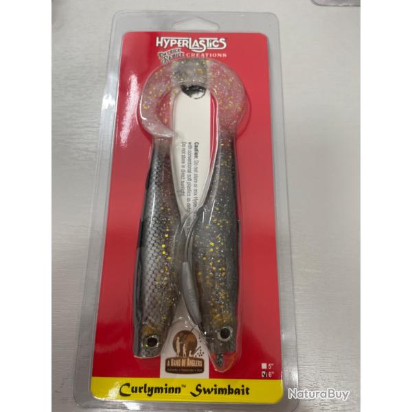 !! OPE -70%!! LEURRE HYPERLASTICS CURLYMINN SWIMBAIT 6'�col BKS