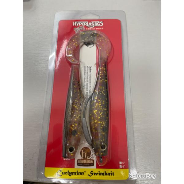 !! OPE -70%!! LEURRE HYPERLASTICS CURLYMINN SWIMBAIT 6'�col BUNKER