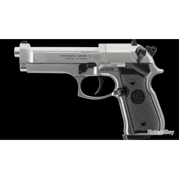 Pistolet Beretta M92 FS nickele cal.4,5mm 7,5joules Co2