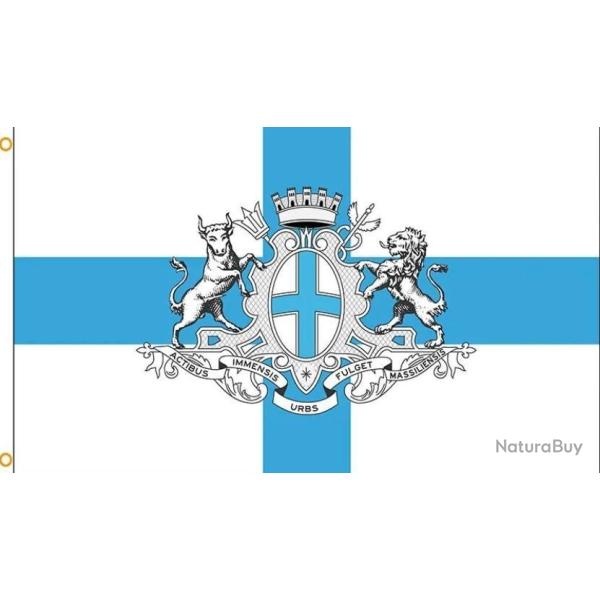 Drapeau Blason Armoieries Marseille 150X90 CM
