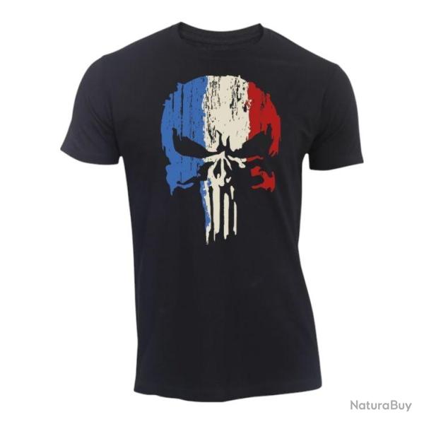 T shirt Punisher France noir