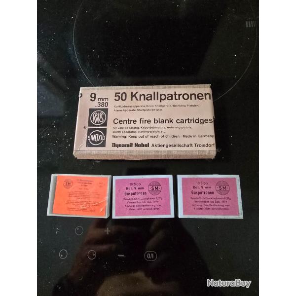 4 boites de balles 9mm � blanc