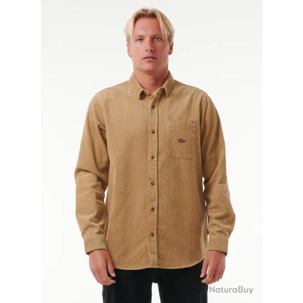 Chemise en Velour Homme Rip Curl CLASSIC SURF CORD L S SHIRT Beige