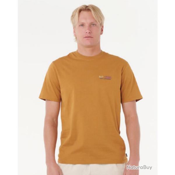 Tee Shirt en Coton Rip Curl SURF REVIVAL LINED UP TEE Camel