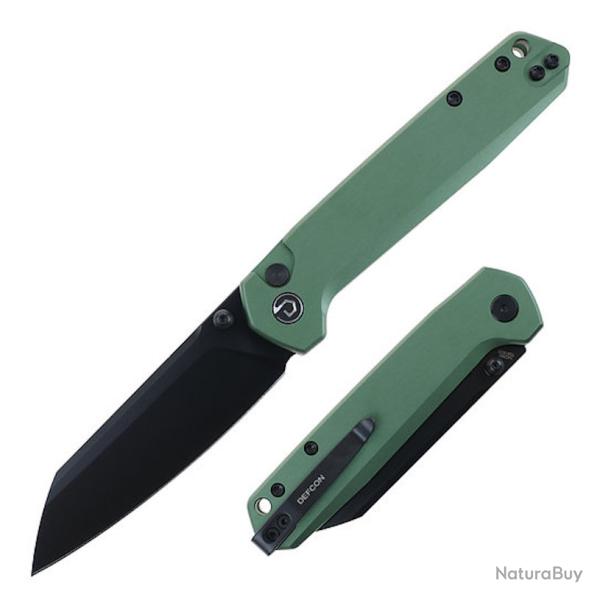 Couteau Defcon Tier 2 Lame Sheepsfoot Acier 14C28N Manche Alu OD Green Button-Lock TD015OD