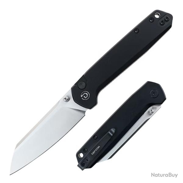 Couteau Defcon Tier 2 Lame Sheepsfoot Acier 14C28N Manche Alu Black Button-Lock TD015BK