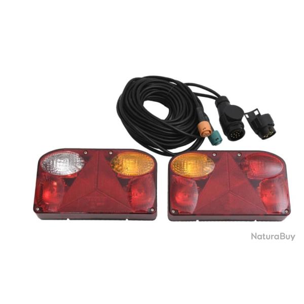 Feux de remorque 12V rouge 2 pcs avec ampoules classiques - S�curit� et visibilit� pour v�hicule