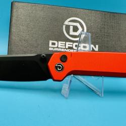 Couteau Defcon Tier 2 Lame Sheepsfoot Acier 14C28N Manche Alu Red Button-Lock TD015RD