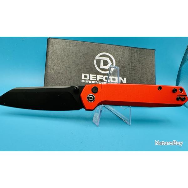 Couteau Defcon Tier 2 Lame Sheepsfoot Acier 14C28N Manche Alu Red Button-Lock TD015RD