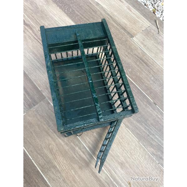 Cage oiseau vintage verte bois