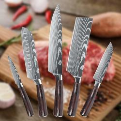 Set Couteaux de Chef Pro Inox Motif Damas-5pcs