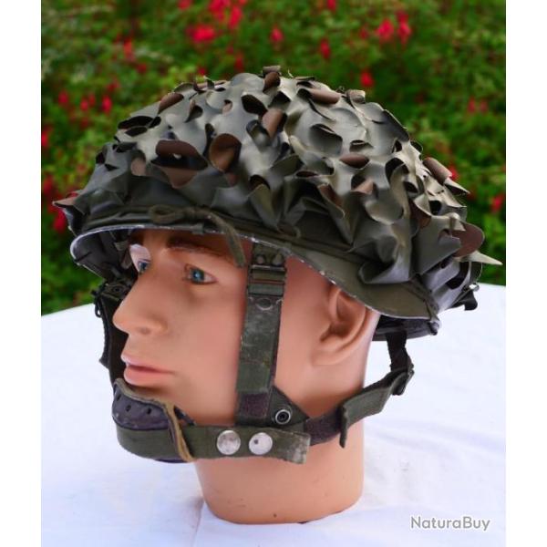 casque franais mle F1 complet avec filet salade + liner + bande caoutchouc