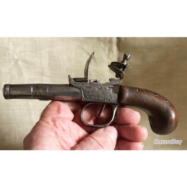 Tr�s beau pistolet � silex de voyage - fin XVIII i�me