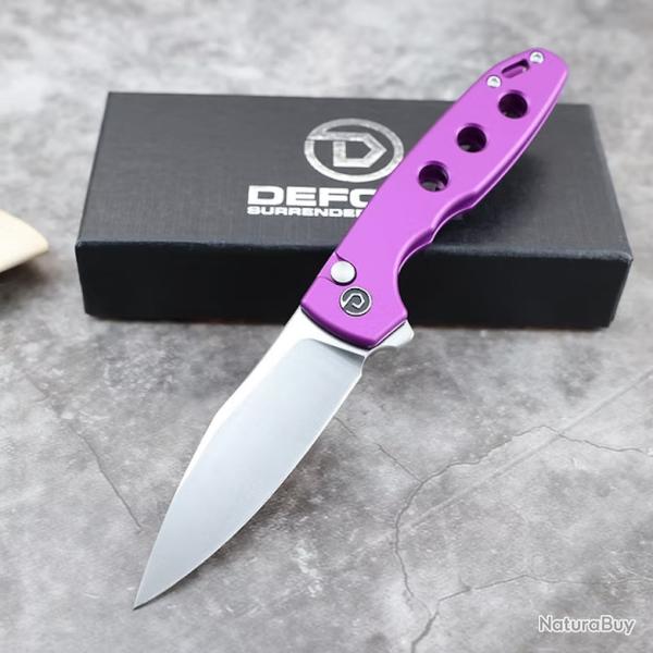 Couteau Defcon Ghost Purple Lame Sheepsfoot Acier 14C28N Manche Alu Buttonlock TD016PP