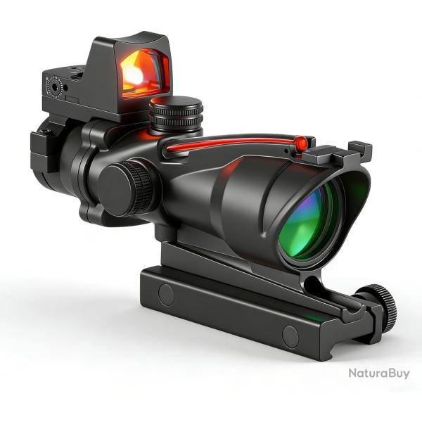 Lunette de Vis�e 4x32 Compacte Fibre Optique  Etanche Antichoc Prisme Haute Pr�cision Rouge