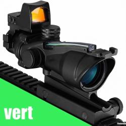 Lunette de Vis&eacute;e 4x32 Fibre Optique Rail Picatinny &Eacute;tanche Antibu&eacute;e Antichoc Tir Airsoft Chasse Vert