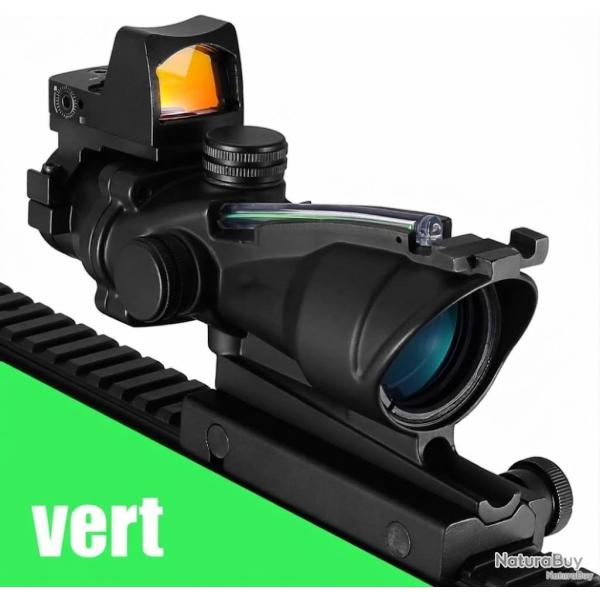 Lunette de Vis�e 4x32 Fibre Optique Rail Picatinny �tanche Antibu�e Antichoc Tir Airsoft Chasse Vert