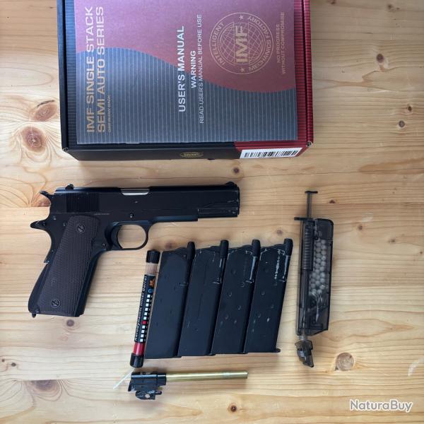 M1911 GBB Golden Eagle R�plique Gaz Canon de pr�cision avec chargeurs et speedloader