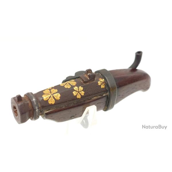 RARE NETSUKE TANEGASHIMA TEPPO MINIATURE TANJO TSUTSU - EDO (1615-1868) JAPON XIX� Collection Tr�s b