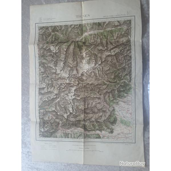 Carte �tat major secteur de Tignes. Alpes WW1 WW2 BCA chasseurs alpins Maginot