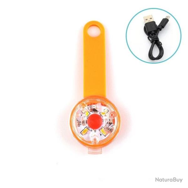 Pendentif � led pour chien - orange - rechargeable usb - LIVRAISON GRATUITE