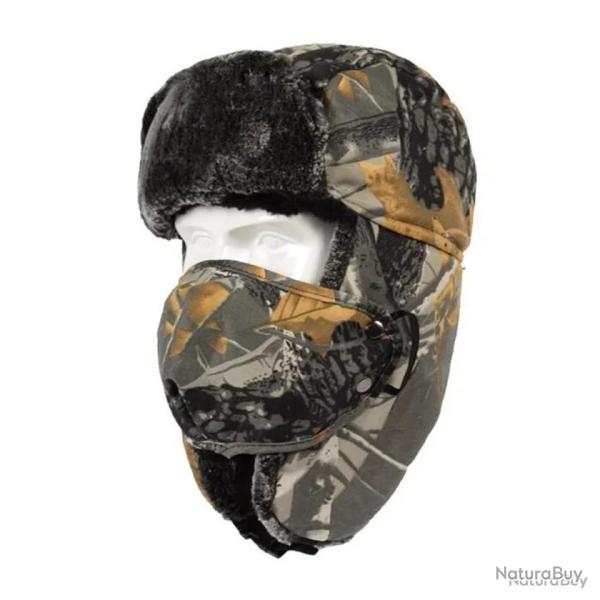 Cagoule de chasse camouflage polaire + coupe-vent amovible - grise - livraison gratuite