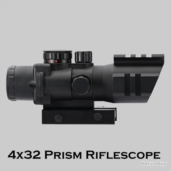 Shooin 4x32 Prism Riflescope Lunette point rouge pour fusil