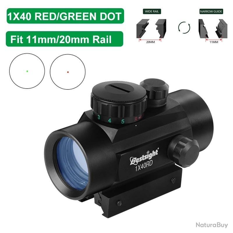 Viseur Point Rouge Vert 4X33 Pour Fusil - Lunette Tactique 4x, Objectif 33 Mm, Pour Rail 11/20 Mm, Neuf
