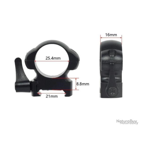 2x colliers de montage 25,4 mm � levier de d�gagement rapide montage medium - LIVRAISON GRATUITE