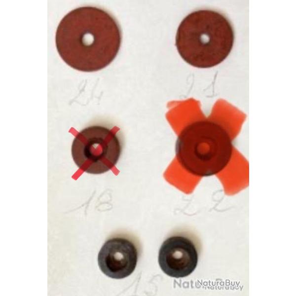 A l'unit�, rondelle et joint pour pistolet ou carabine � air comprim�.