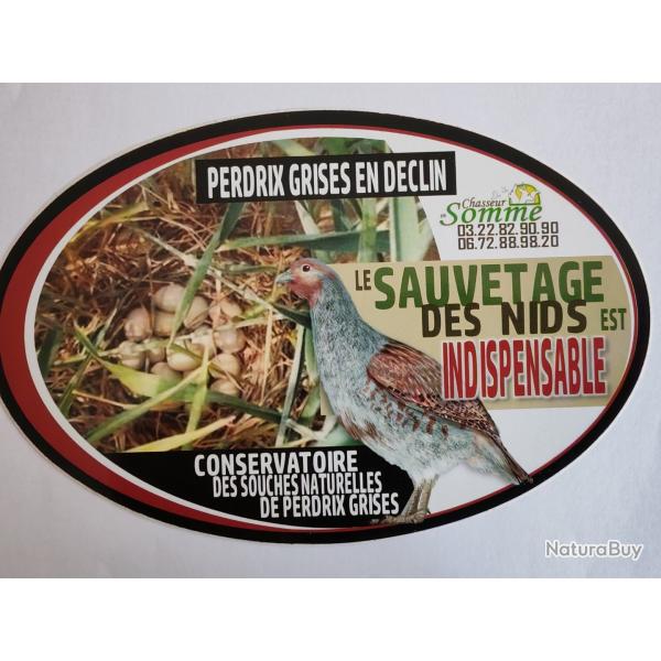 Autocollant chasse fdc80 perdrix