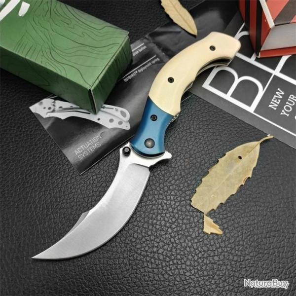 Couteau de poche pliant avec lame recourb�e - ouverture � une main - LIVRAISON GRATUITE