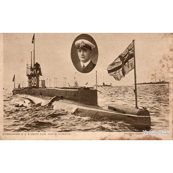 Carte postale sous-marin HMS E9 et Lieutenant Max K. Horton - N�3624