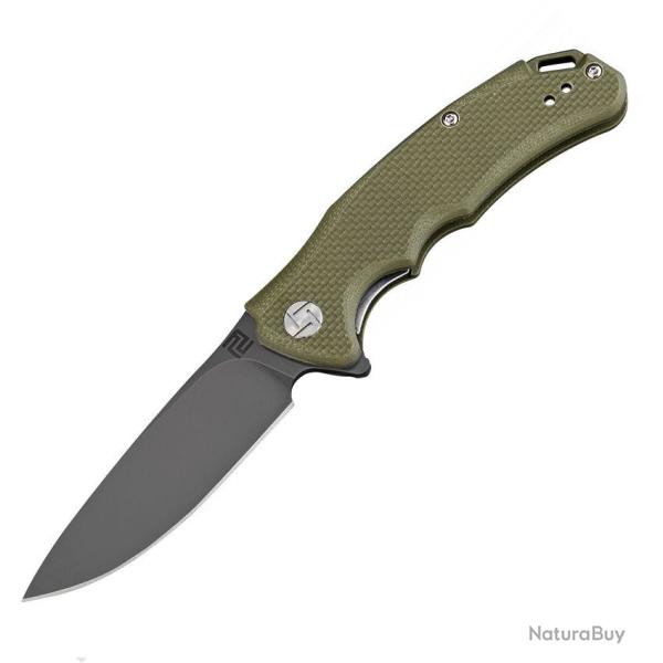 Couteau Artisan Cutlery Tradition Lame Drop Point Acier D2 Manche G10 Vert Linerlock IKBS ATZ1702PBG