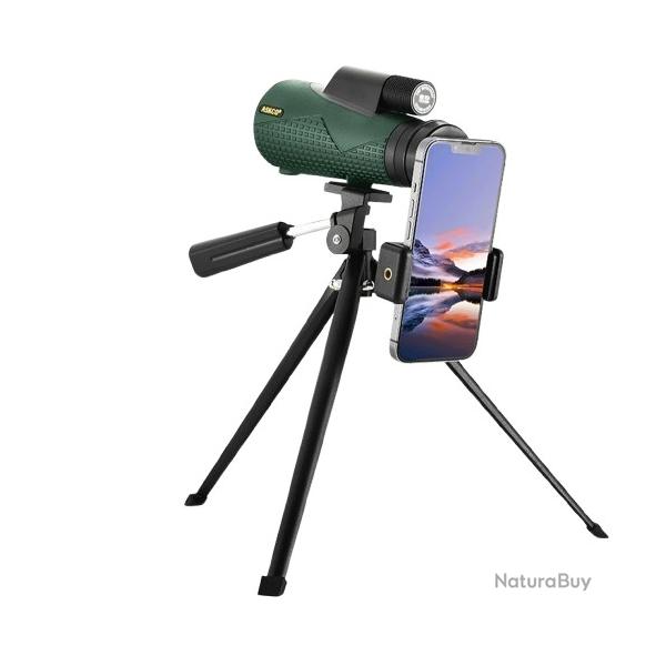 Monoculaire HD 12x56 Etanche avec Tr�pied et Support Smartphone BAK4 FMC Observation Chasse Nature