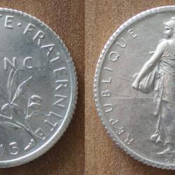 France 1 Franc 1915 Neuve Semeuse Piece Argent Francs