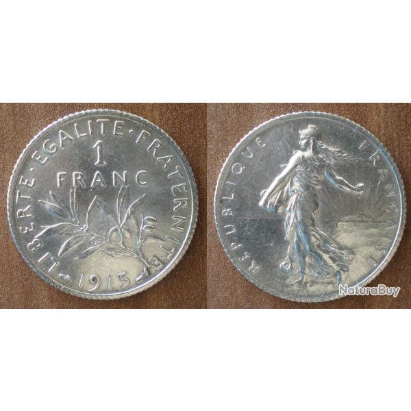 France 1 Franc 1915 Semeuse Piece Argent Francs