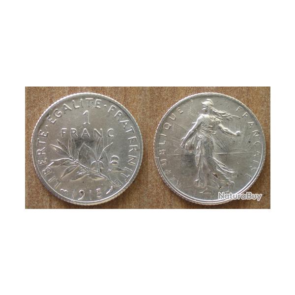 France 1 Franc 1915 Semeuse Piece Argent Francs