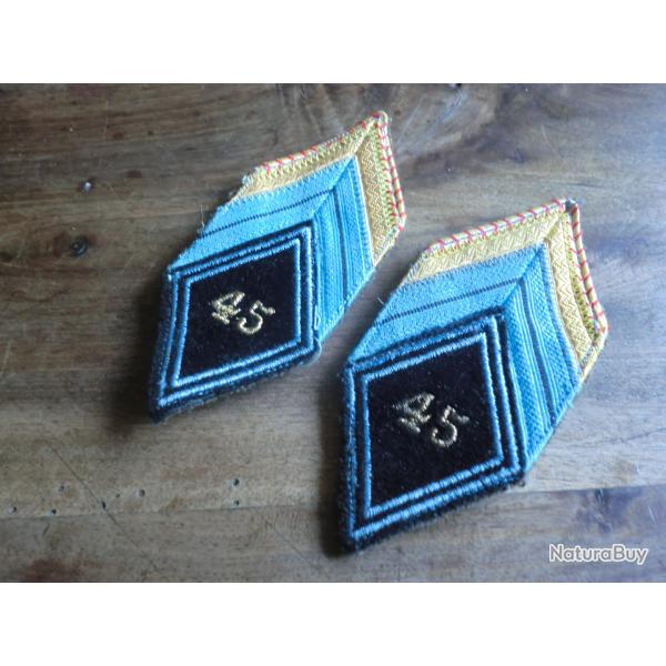 insigne paire tissu losange  brod�e  45eme r�giment transmissions