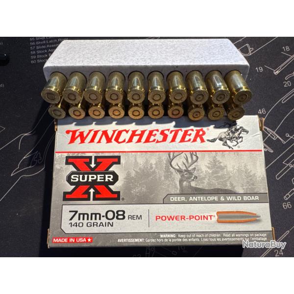14 munitions 7-08mm RemWinchester Power Point 140gr