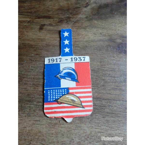 insigne cartonn�  france / usa  1917-1937