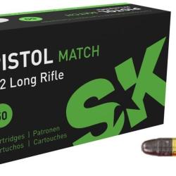 Cartouches SK PISTOL MATCH - Calibre 22LR - Boite de 50 unit&eacute;s