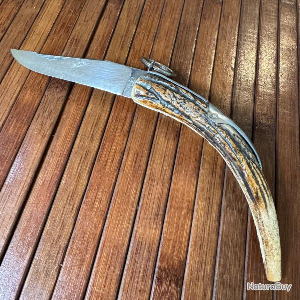 PARFAIT ! COUTEAU COLLECTION TARRY LEVIGNE A PALME MANCHE EN BOIS DE CERF FRANCE THIERS DEBUT 1900