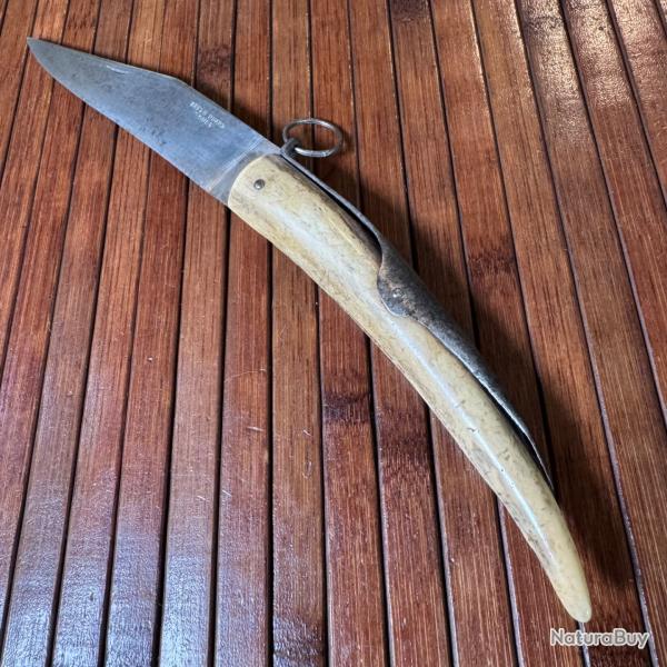 BEAU ET ANCIEN COUTEAU CORNILLON COLLECTION PALANQUILLE SIGN� GRELUCHON HUARD TOURS EN CORNE 1900