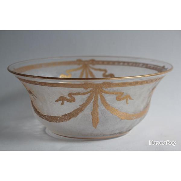 SAINT LOUIS Coupe cristal givr� et dor�
