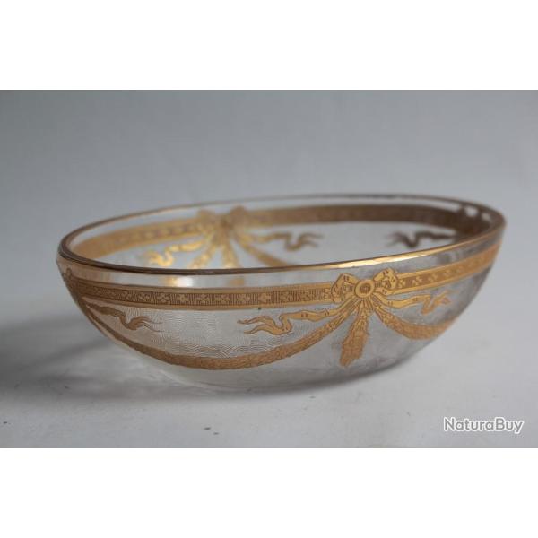 SAINT LOUIS Porte savon cristal givr� et dor�