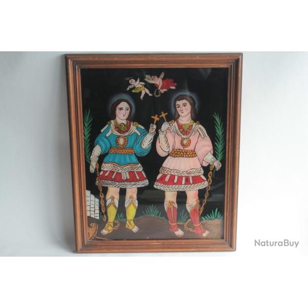 Ic�ne peinture fix�e sous verre les na�fs espagnols